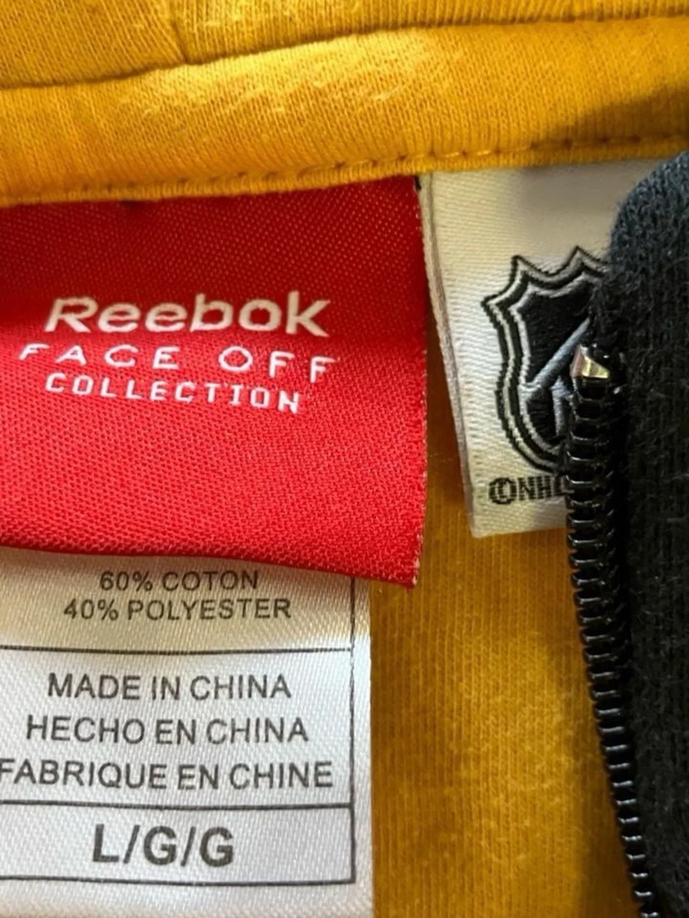 Reebok Face Off Collection NHL Boston Bruins Black Gold Heavyweight Hoodie Large